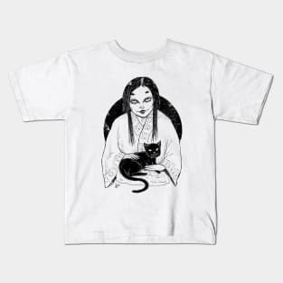 Kuroneko (Black print) Kids T-Shirt